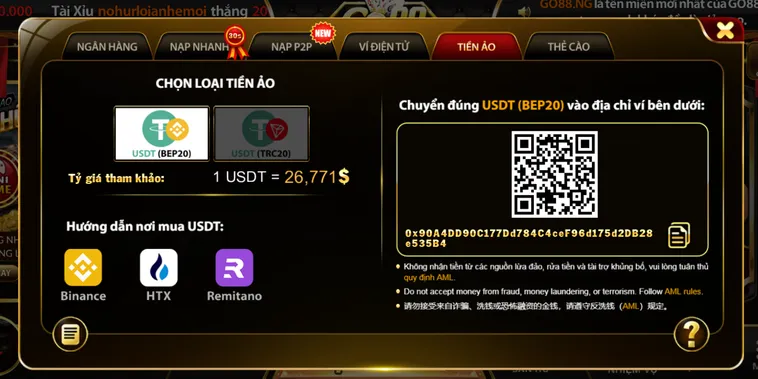 Hướng Dẫn Nạp Tiền Go88 Qua Các Cổng Thanh Toán Tự Động Siêu Tốc